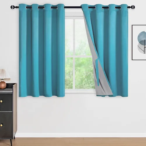 Miniatura 17 de DWCN Cortinas 100% opacas de 84 pulgadas de largo para dormitorio con forro negro, paneles de cortina de ventana de doble capa con aislamiento Azul