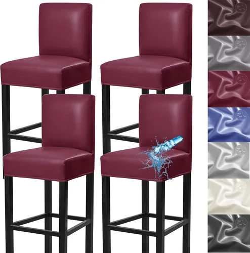 Miniatura 14 de Fundas para taburetes de bar, paquete de 2 fundas elásticas impermeables de poliuretano con respaldo, fundas extraíbles para taburetes de bar