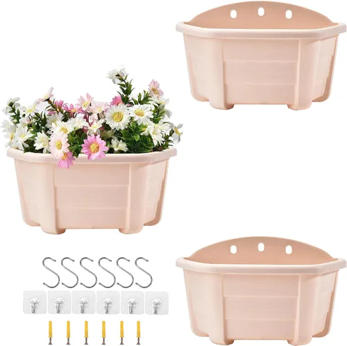 ORIMERC Macetas de madera imitada de 9.8 pulgadas para plantas de interior, macetas colgantes de pared para interiores y exteriores, maceta vertical