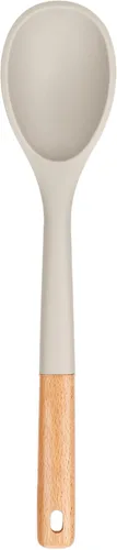 Cucharas de cocina grandes de silicona, cuchara antiadherente con mango de madera maciza, cucharas de cocina de silicona resistentes al calor para