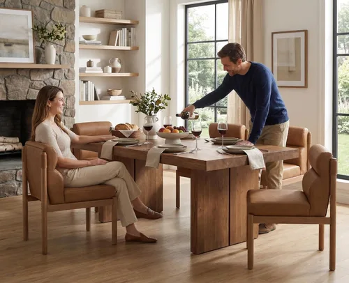 Miniatura 3 de CIMOTA Juego de 6 sillas de comedor tapizadas modernas, de piel sintética, sillas laterales sin brazos Boucle con respaldo curvo/patas de madera