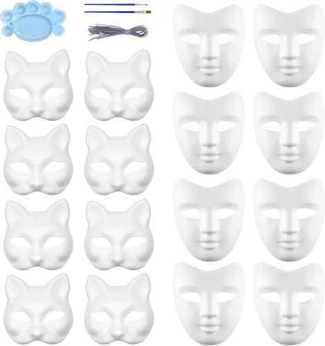 Qavctw DIY White Masks Paper Cosplay Christmas Party Mask Unpainted Plain Craft Masquerade Masks