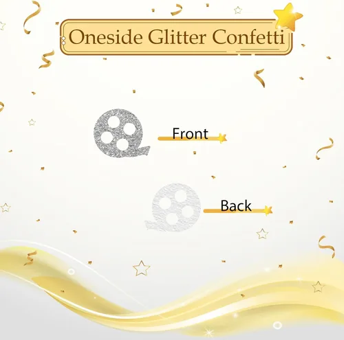 Miniatura 4 de 100 piezas de confeti de película, confeti dorado para mesa de fotografía para fiesta nocturna de cine, cámara y carrete de película, dispersos
