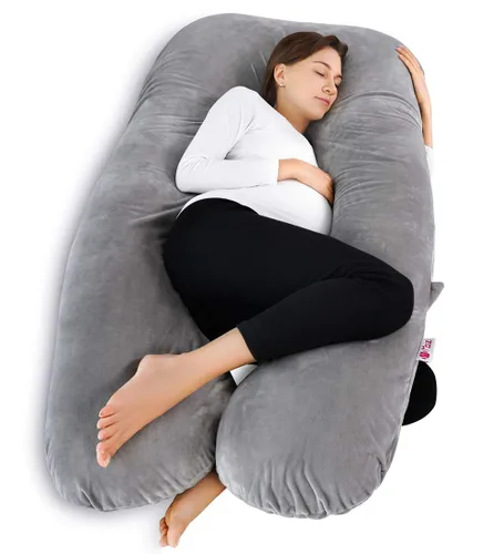 Miniatura 18 de Meiz - Almohada de embarazo, almohadas refrescantes de embarazo para dormir, almohada de embarazo de cuerpo completo con funda reversible de jersey