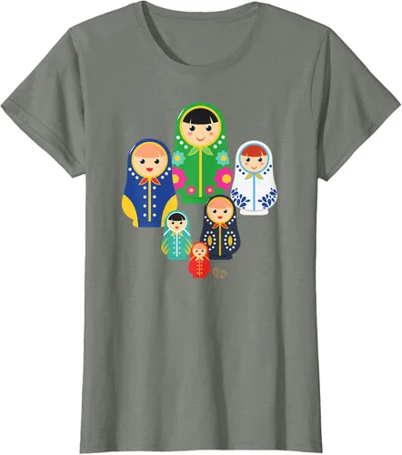 Miniatura 13 de Matryoshka Russian Nesting Dolls, Rusia - Camiseta de regalo, Azul / Patchwork, S