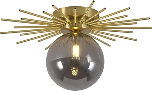 Miniatura 10 de BOKT Moderna lámpara de techo semiempotrada dorada de mediados de siglo con globo de vidrio blanco, lámpara de techo industrial cerca del techo