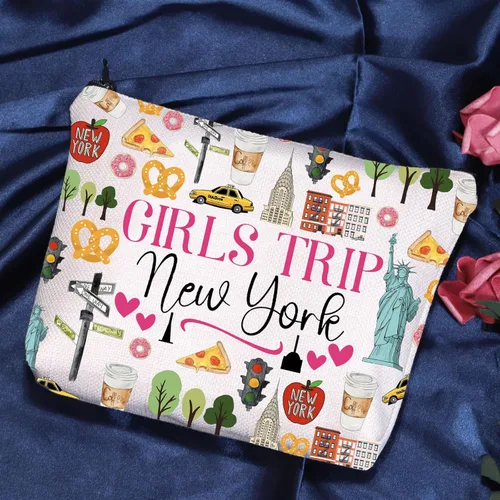 Miniatura 7 de POFULL Nueva York Vacaciones Regalo Viaje Nueva York Cremallera bolsa Viaje Cosméticos Bolsa, Bolsa de Cosméticos de Viaje para niñas Nueva York
