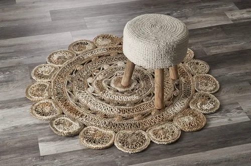 Miniatura 17 de LR Home - Alfombra ovalada de yute natural de 5 x 7 pies para decoración del hogar, alfombras trenzadas para sala de estar, dormitorio, sala
