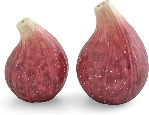 Portmeirion Nature's Bounty Fig Fig Salero y pimentero | Juego de 2 saleros y pimenteros de 3.5 pulgadas | Hecho de dolomita | Decoración del hogar