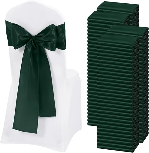 Miniatura 35 de 60 bandas para sillas de satén negro, diseño de lazos con lazos, para decoración de sillas para Acción de Gracias, boda, Navidad, banquetes