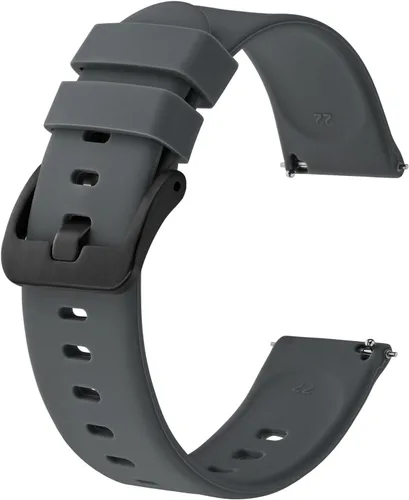 Miniatura 106 de BISONSTRAP Correas de reloj de silicona, correas de reloj delgadas con liberación rápida, 0.787 in, negro con hebilla negra