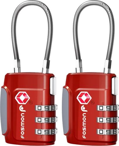 Miniatura 9 de Fosmon Cerraduras de cable aprobadas por la TSA para equipaje, maleta, cerradura de caja de pistola con botón de liberación a presión, cerradura