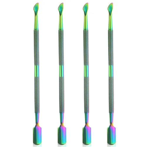 Miniatura 9 de 8 piezas de empujador de cutículas de uñas de acero inoxidable, removedor de cutículas de doble extremo, herramienta de pedicura de uñas, pelador