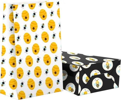 Miniatura 3 de Bumble Bee - 24 bolsas de golosinas para fiesta de abejorros con calcomanías, bolsas de regalo de abeja de miel, suministros para fiestas