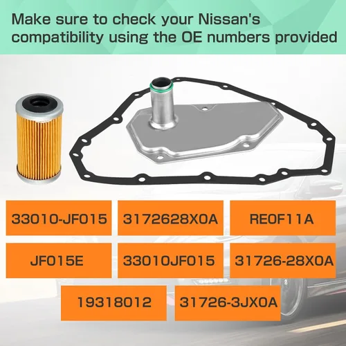 Miniatura 3 de Kit de filtros de aceite de transmisión de repuesto para 33010-JF015 Juego de tres piezas de 15 agujeros compatible con Nissan Sentra Versa Note