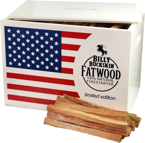 Miniatura 2 de Juego de caja de regalo de madera de grasa de 10 libras, palos de inicio de fuego en una caja de almacenamiento de la bandera de Estados Unidos
