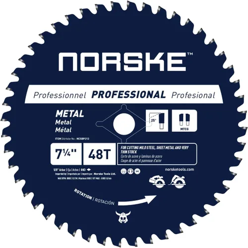 Miniatura 4 de Norske Tools NCSBP208 - Hoja de sierra de corte de metal 50T de 5-3/8 pulgadas para techos, revestimientos, tubos, pernos y más, 2 bujes