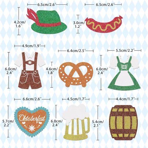 Miniatura 2 de 24 adornos para cupcakes con purpurina para el Oktoberfest, decoración para tartas del día de la cerveza, para festivales bávaros para suministros