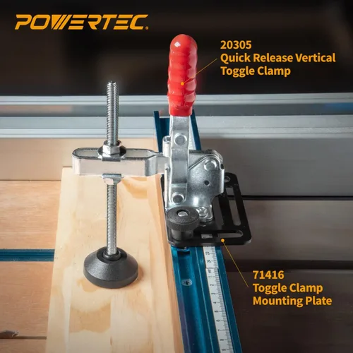 Miniatura 5 de POWERTEC Abrazadera de palanca grande de 6 pulgadas, paquete de 2 con tuercas y arandelas, pie de abrazadera de gran tamaño compatible