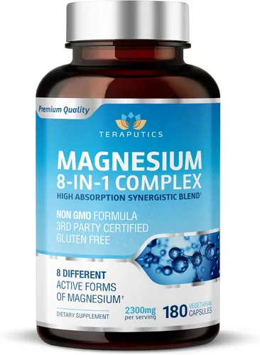 Complejo de magnesio 8 en 1 para mujeres y hombres 426 mg | 180 cápsulas veganas | Mezcla MAG-8: citrato, bisglicinato, malato y más | Suplemento