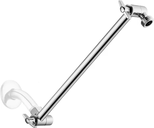 Miniatura 19 de Brazo de extensión de cabezal de ducha ajustable extra largo de 15 pulgadas con tornillo de bloqueo, ángulo cromado de acero inoxidable 304 1. Cromo