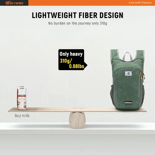 Miniatura 2 de SKYSPER Mochila pequeña de senderismo de 10L/15L/20L Mochila de viaje ligera para mujeres y hombres Verde