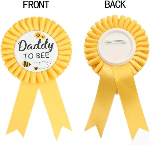 Miniatura 4 de HAPPYLAND - Pin de insignia de hojalata para baby shower de abejas amarillas para mamá y papá para mamá, juego de fiesta de revelación de género