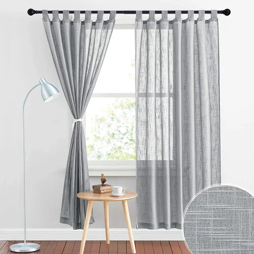 Miniatura 8 de RYB HOME - Cortinas de lino con textura transparente, 2 paneles