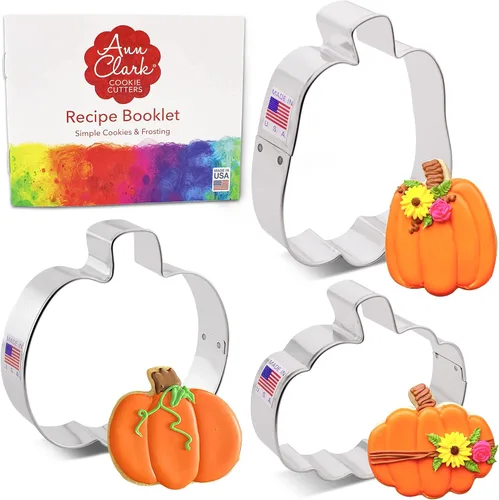 Miniatura 3 de Ann Clark Pumpkin - Juego de 3 cortadores de galletas, fabricado en Estados Unidos, linterna Jack-O-Lantern, calabaza alta y calabaza