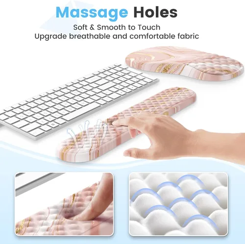 Miniatura 3 de HAOCOO Reposamuñecas para teclado, alfombrilla de mouse ergonómica con reposamuñecas, teclado 3 en 1 y alfombrilla de mouse con juego de posavasos