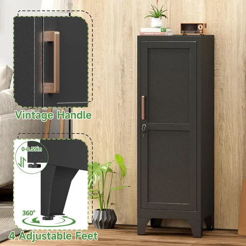 Miniatura 5 de Taquillas de metal para empleados, armario pequeño de 46 pulgadas de alto, armario vertical de acero de 1 puerta alta con estantes, gabinete