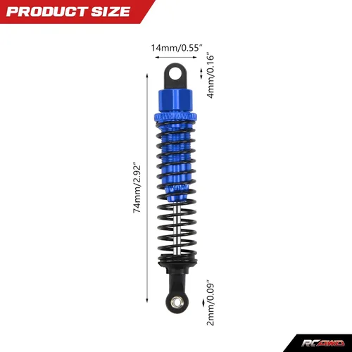 Miniatura 3 de RCAWD Amortiguador para mejoras LAEGENDARY 1/10, piezas de aluminio de 3.150 in, amortiguador de choques RC delantero y trasero, 6 unidades, azul
