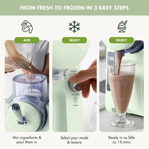 Miniatura 4 de GreenPan Frost, máquina para hacer helados y batidos, servicio suave, sorbete, margaritas, batidos, yogur congelado, sin precongelación, listo en 15
