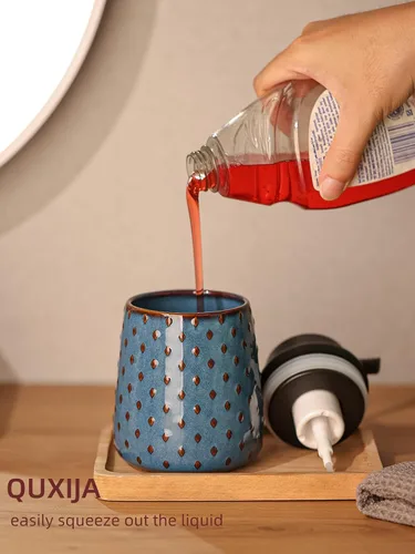 Miniatura 5 de Dispensador de jabón con bomba fácil de prensar, dispensador de jabón de manos recargable de 12 onzas, encimera de baño y fregadero de cocina