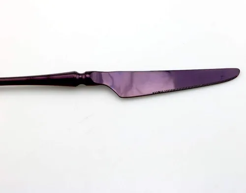 Miniatura 7 de JASHII Juego de cubiertos de acero inoxidable de 6 piezas, servicio para 1 juego de vajilla de cocina, elegante juego de vajilla morada, cuchillo, 6