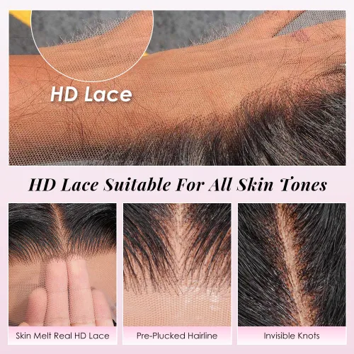 Miniatura 4 de Pelucas de encaje frontal de 13 x 4, transparentes HD, cabello humano prearrancado, línea capilar con abuelitos, densidad 200, ondas de agua