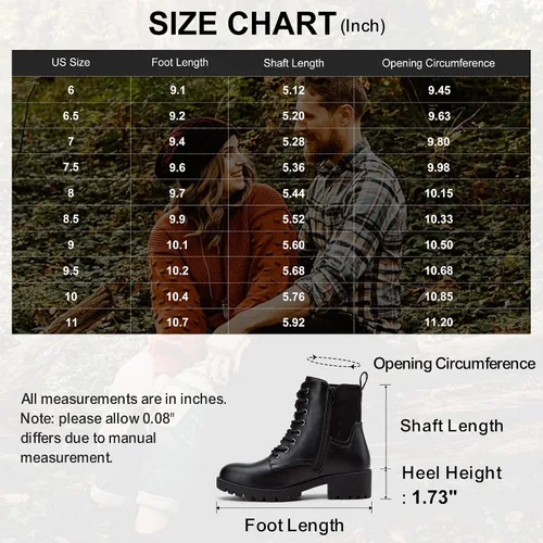 Miniatura 6 de Vepose Women's 916 Ankle Boots, Combat Lace up Short Booties with Inside Zipper