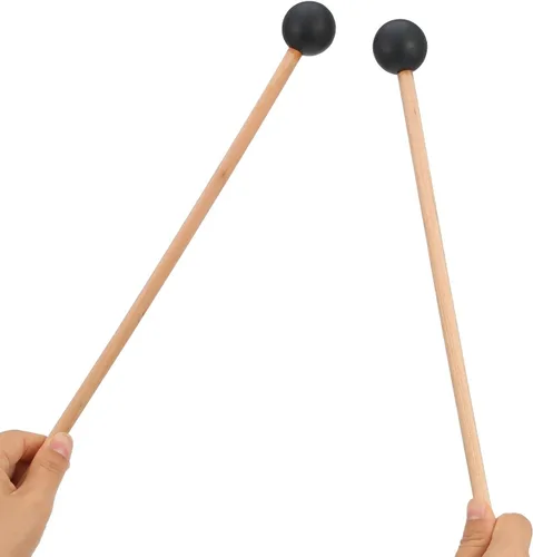 Miniatura 7 de Shappy Bell Mallets Glockenspiel Sticks, Baquetas de Goma para Xilófono de Percusión con Mango de Madera, 15 Pulgadas de Largo (Negro)