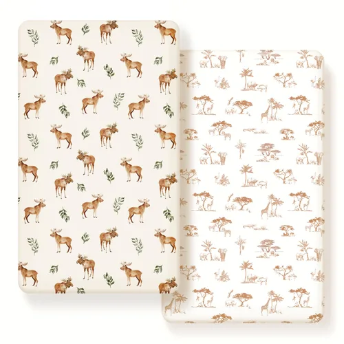 Miniatura 12 de GRSSDER Juego de 2 Sábanas Ajustables de Punto de Jersey Elástico Ultra Suave para Cuna, Se Adaptan a Todos los Colchones Estándar para Cuna de Rosa
