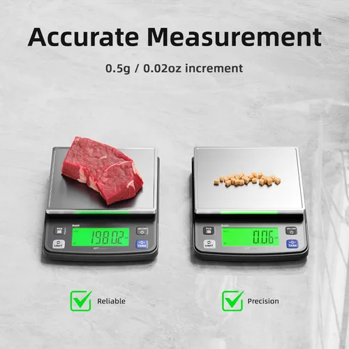Miniatura 3 de Polit KPT - Báscula digital de cocina, escala de alimentos de precisión de 0.02 oz, 13 libras / 13.2 lbs con bandeja de acero inoxidable, doble