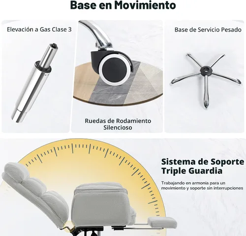 Miniatura 7 de Silla de oficina grande y alta con reposabrazos abatibles de 90 a 180°, silla ergonómica de juegos de computadora de 400 libras para sentarse