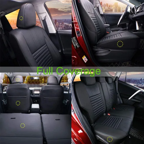 Miniatura 7 de EKR - Juego completo de fundas de asiento de cuero para automóvil de ajuste personalizado (color negro)