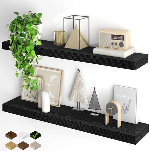 Miniatura 11 de Fun Memories Estantes flotantes para pared, estantes flotantes de 48 pulgadas de largo, juego de 1, estante colgante con soportes invisibles