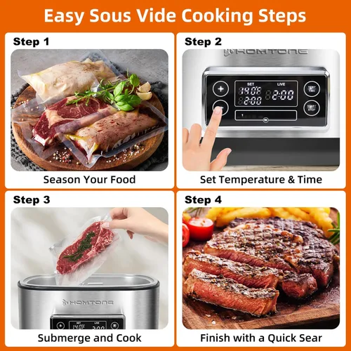 Miniatura 7 de Olla Sous Vide Homtone, Máquina de Cocina Suveed de 8 Quart, Control de Temperatura de Acero Inoxidable Sous Vide, Olla Sous Vide Precisa