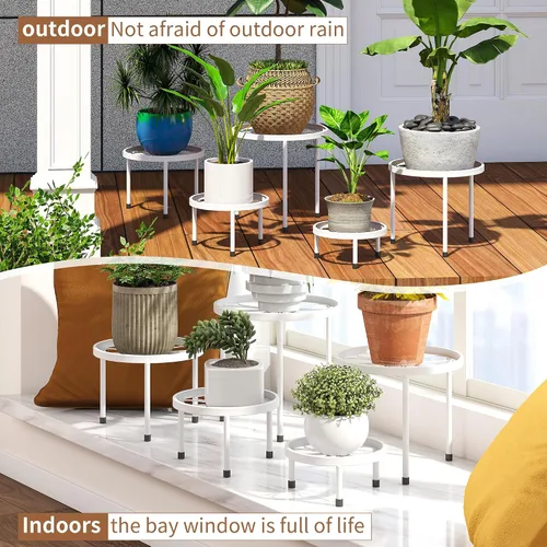 Miniatura 6 de Paquete de 5 soportes de metal para plantas para interiores y exteriores, resistentes soportes de hierro antioxidante, soporte para macetas, estante