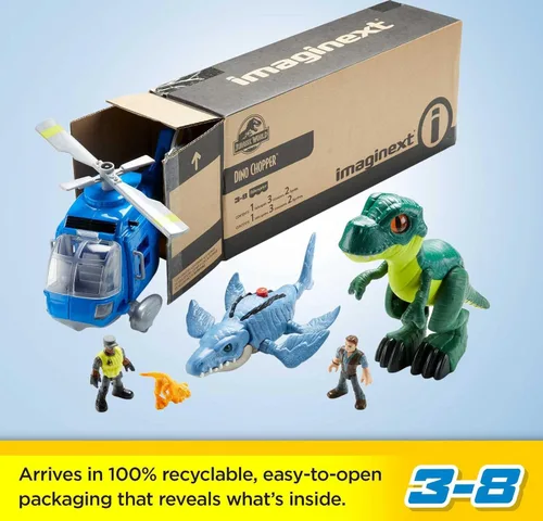 Miniatura 2 de Fisher-Price Imaginext Jurassic World - Juguetes de dinosaurio con 3 dinosaurios y figura de Owen Grady para niños en edad preescolar a partir de 3
