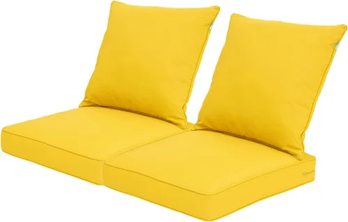Miniatura 21 de QILLOWAY Juego de cojines de poliéster para sillas de exterior, cojines de exterior para muebles de patio, todo tipo de clima. Gris carbón/negro