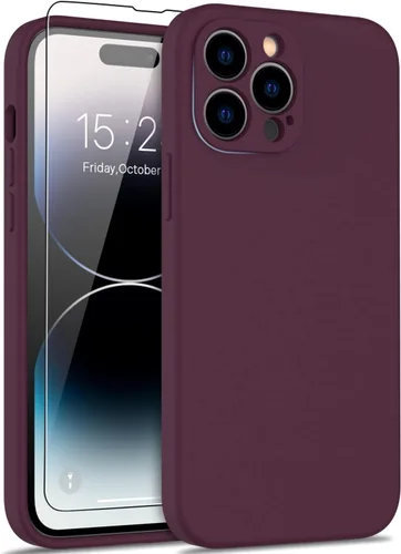 Miniatura 32 de DEENAKIN Funda compatible con iPhone 14 Plus con protector de pantalla, funda mejorada para cámara, goma de gel de silicona suave probada contra