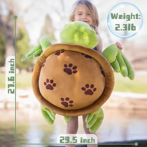 Miniatura 2 de Muiteiur - Animal de peluche de tortuga marina de 28 pulgadas, gran almohada de peluche, tortuga suave con lindas huellas, para niños