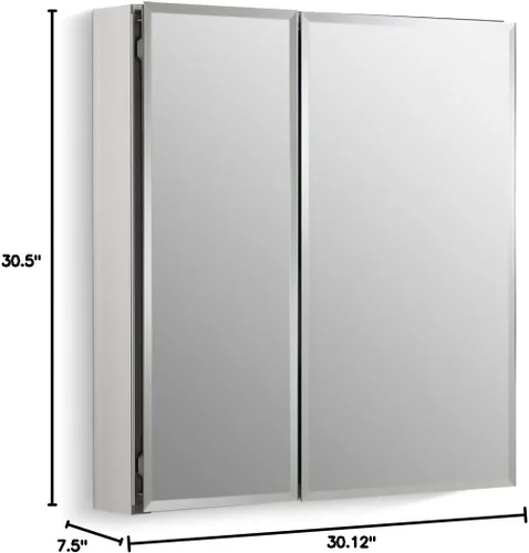 Miniatura 3 de Kohler CB-CLC2526FS Botiquín de baño con espejo, puertas de espejo biseladas, estantes ajustables, borde biselado rectangular, 25 pulgadas de ancho